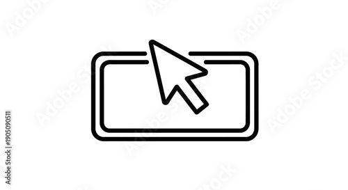 Black and white computer cursor icon over a rectangular box