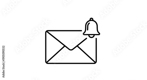 Email icon with bell symbolizing notifications communication alert