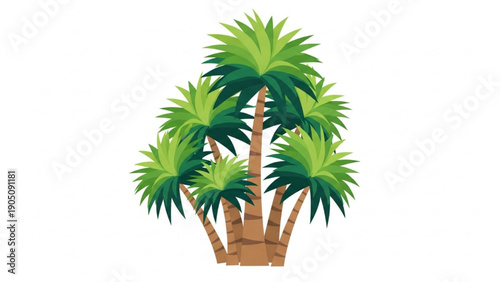 A lush cluster of vibrant green palm trees under a clear sky