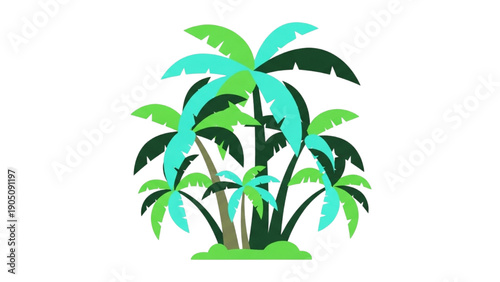 Vibrant Tropical Palm Trees Illustration - A Burst of Summer and Vacation Vibes