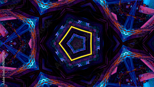 Dark vibrant surreal abstract kaleidoscope background texture