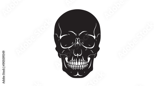 Human Skull Silhouette in Dark Moody with High Contrast Lighting on Isolated for Halloween Design isolated on a transparent background