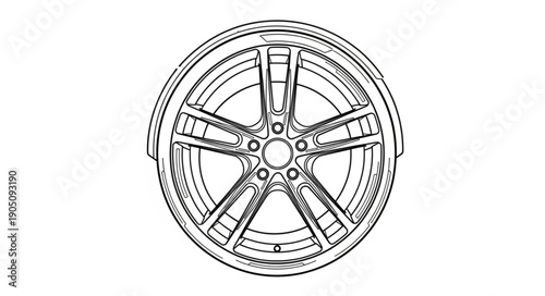 Detailed illustration of a car wheel rim, a modern automotive component.