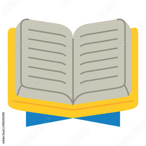 Open Holy Quran Book on Wooden Stand Rekal Illustration