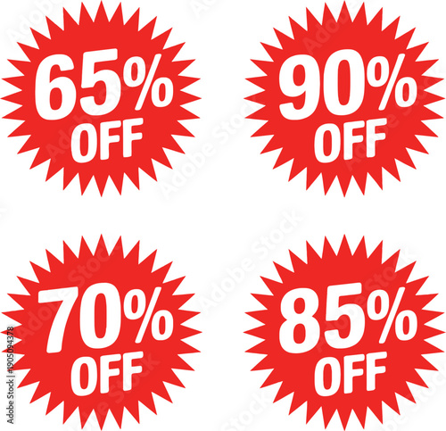 Discount Labels with Percentage Off for Sales and Promotions