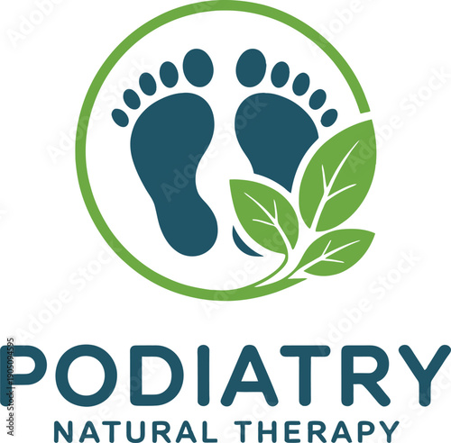 Foot Podiatry Natural Therapy Logo with Leaf