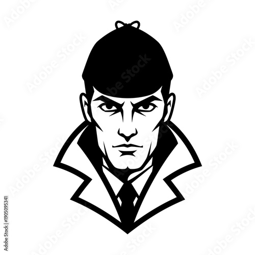 Illustration of a Man Wearing Bowler Hat.