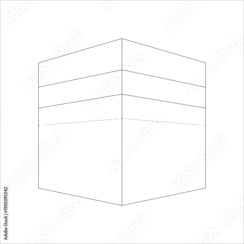 The Holy Kaaba Building in Mecca Line Art Illustration