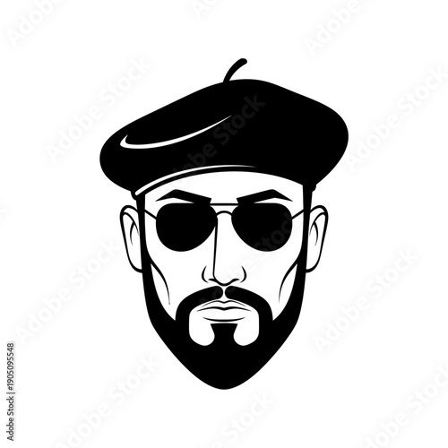 Man with Beard and Sunglasses Illustration.
