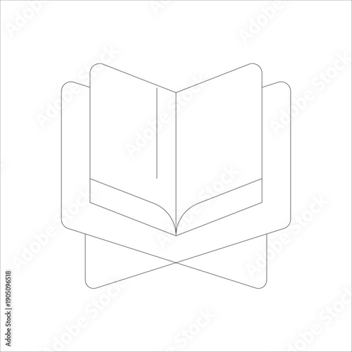 Outline Icon of Open Holy Quran Book on Wooden Rekal Stand