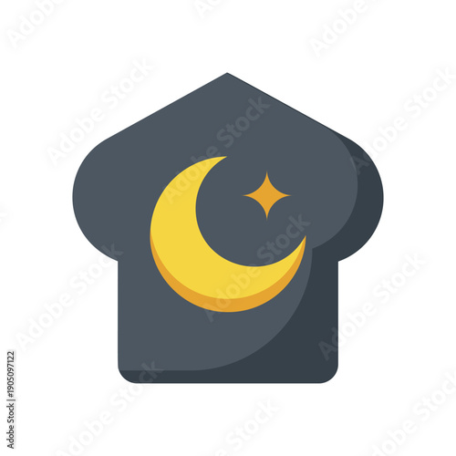 Traditional Muslim Cap Kufi Icon with Islamic Symbols