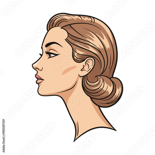 Woman Profile Illustration with Elegant Hair Style.