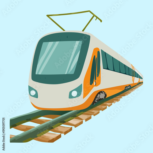 Modern bullet train transportation speeding along the tracks with a dynamic perspective for fast city to city travel