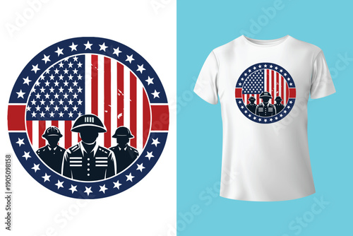 USA Flag With Camouflage Design