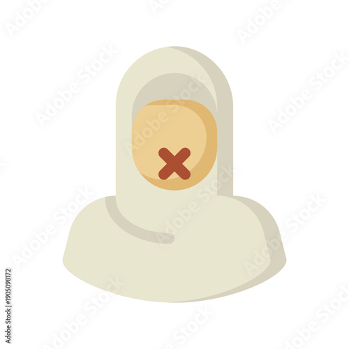 Muslim Woman Fasting Icon Symbolizing Self-Restraint