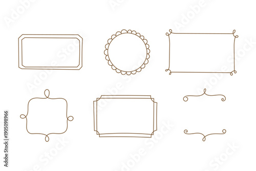 ナチュラルなブラウンの手書き風フレームセット シンプルな飾り枠