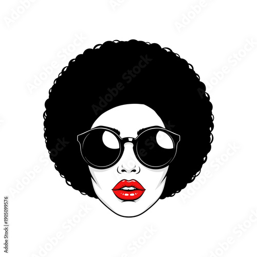 Woman with Afro Hair and Sunglasses Portrait.