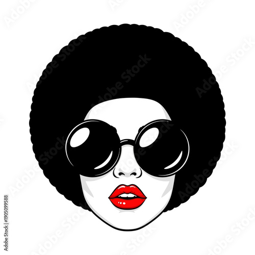 Woman with Afro Hair and Sunglasses Portrait.