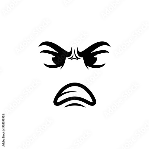 Angry Face Illustration with Frowning Eyes.