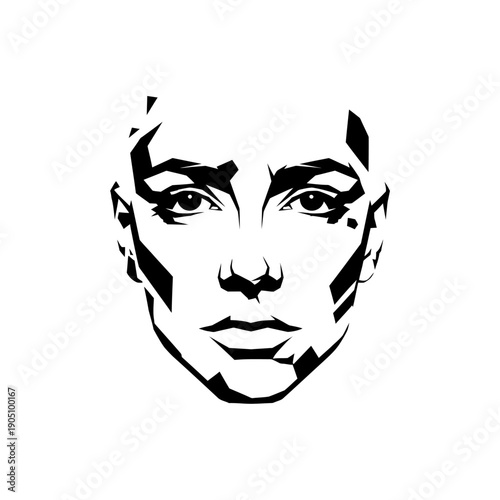 Black and White Male Face Illustration.