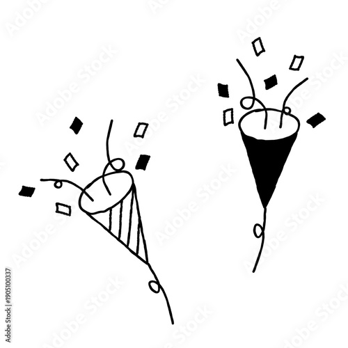 手描きのシンプルなパーティクラッカーのイラスト
