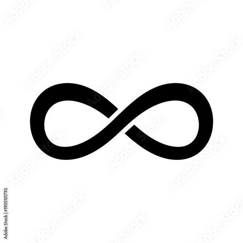 Black Infinity Symbol on White Background.