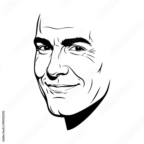 Illustration of a Mans Face with Wrinkles.