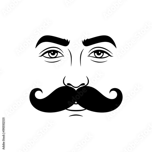 Illustration of man with mustache and eyebrows.