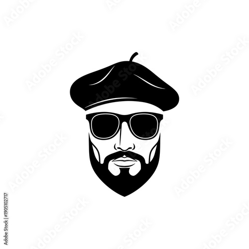 Man with Beard and Beret Illustration.