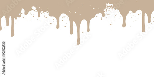 Vector illustration of a sweet chocolate liquid splash with flowing brown cocoa drips and melting milk waves in an abstract paint art design