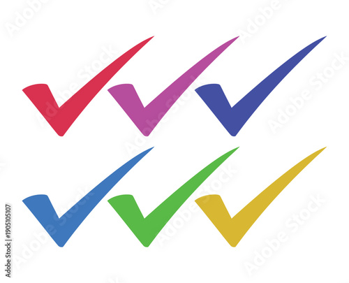 Colorful Checkmarks in Red, Blue, Green, Yellow, and Purple