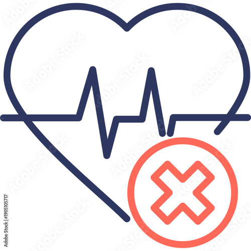 Heart Disease line color icon