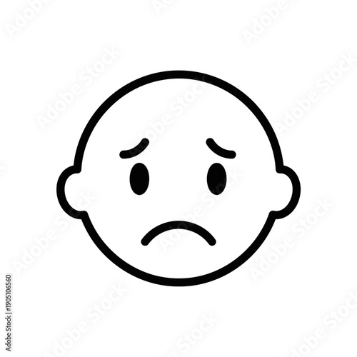Sad Face Emoji Cartoon Illustration.