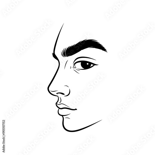 Woman Face Profile Illustration Side View.