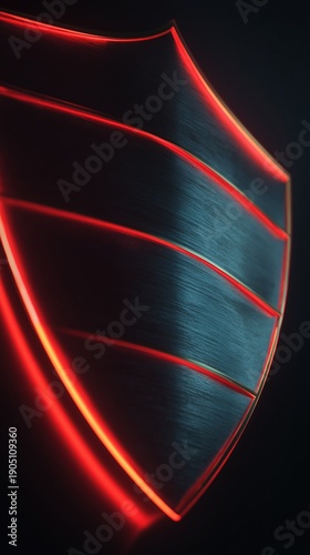 Abstract Red Glass Shield on Dark Background