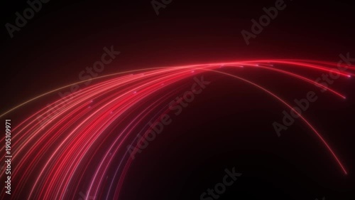 An abstract red background features glowing lines and bright energy waves to create a futuristic dark wallpaper design with motion and light