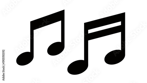 Two Black Eighth Notes Symbol Icon for Music and Audio Design.