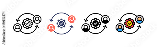 Team Collaboration Icon Multiple Style
