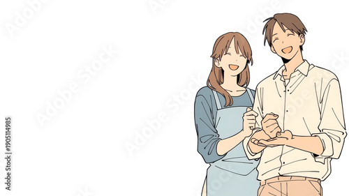 納得して笑顔の若い夫婦