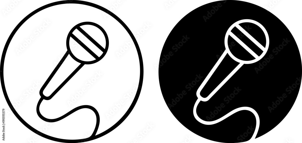 Fototapeta premium Microphone icons for music, podcasting, and public speaking