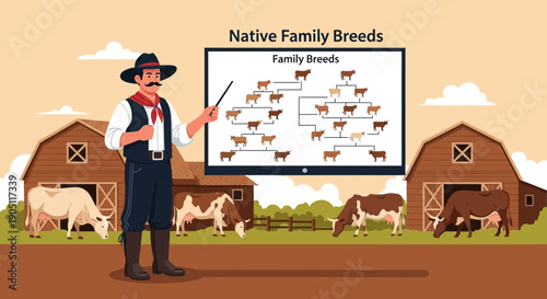 Illustrative Presentation of Native Family Breeds with a Rancher.