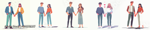 vector couple standing holding hands full of love on valentine