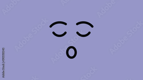 Minimalist illustration of a surprised face with closed eyes and open mouth.