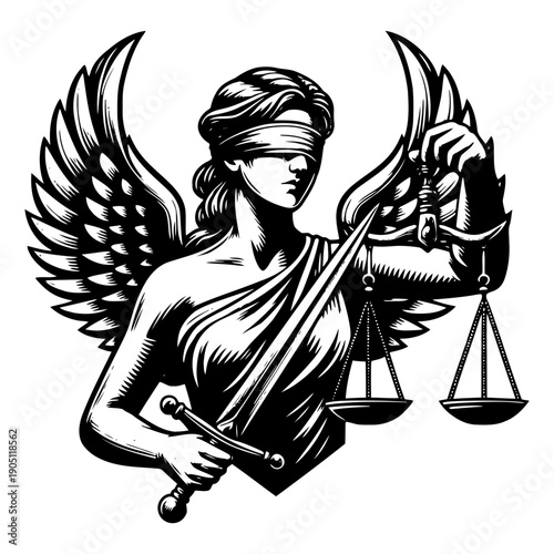 Justice figure with scales vector illustration