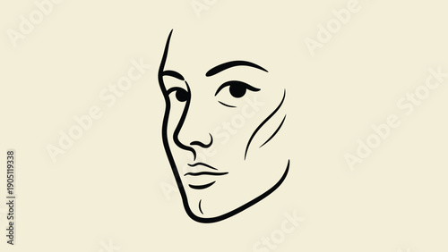 Minimalist Line Art Portrait of a Womans Face 1.