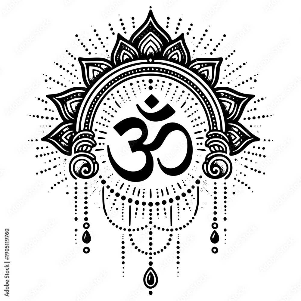 Obraz premium Om symbol with decorative elements vector illustration