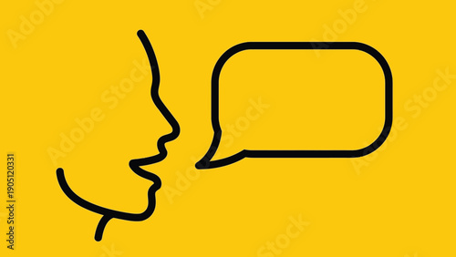 Outline of a person speaking with a speech bubble.