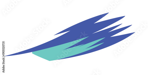 Dynamic Blue and Teal Abstract Paint Brush Stroke with Sharp Edges for Modern Graphic Design