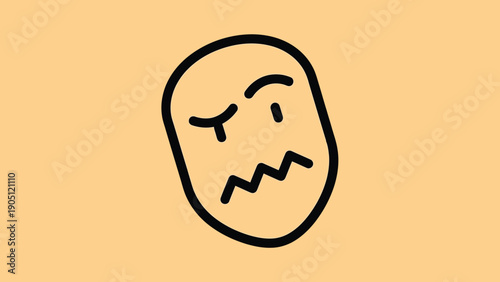 Simple Doodle of a Worried or Confused Face.