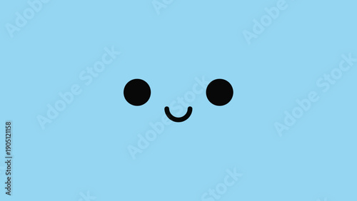 Simple Cute Blue Face with Smiling Expression.